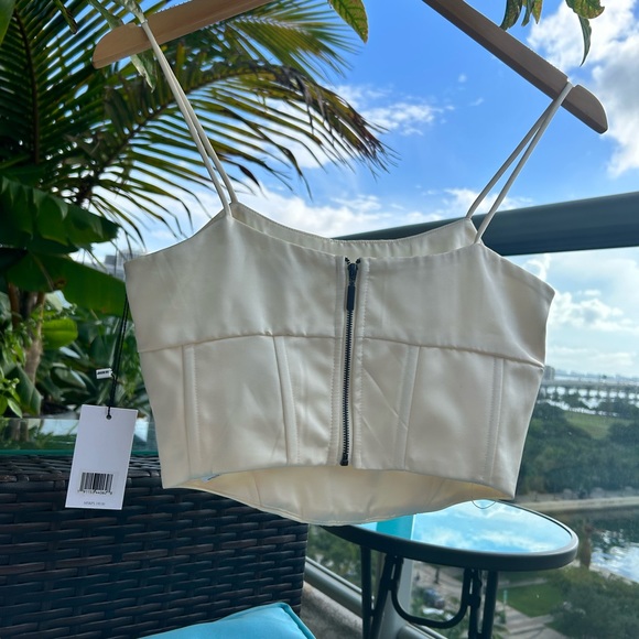 Jason Wu Satin Corset Top in Ivory - Picture 2 of 5